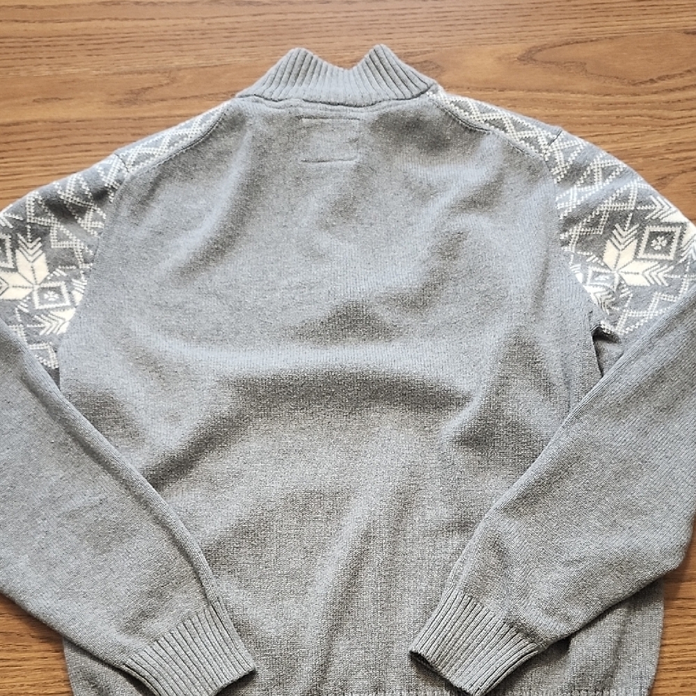Weatherproof Gray Nordic Pattern Zip-Up Sweater - Picture 5 of 7